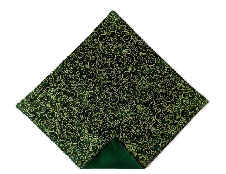 Handkerchief Pocket Square Green with Gold Metallic Swirls 100% Premium Cotton Adult Men's Sizing Handcrafted in the USA Adult Men 14 & Up