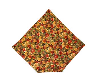 Autumn Leaves Pocket Square: Gold Metallic Accents, Handcrafted Cotton