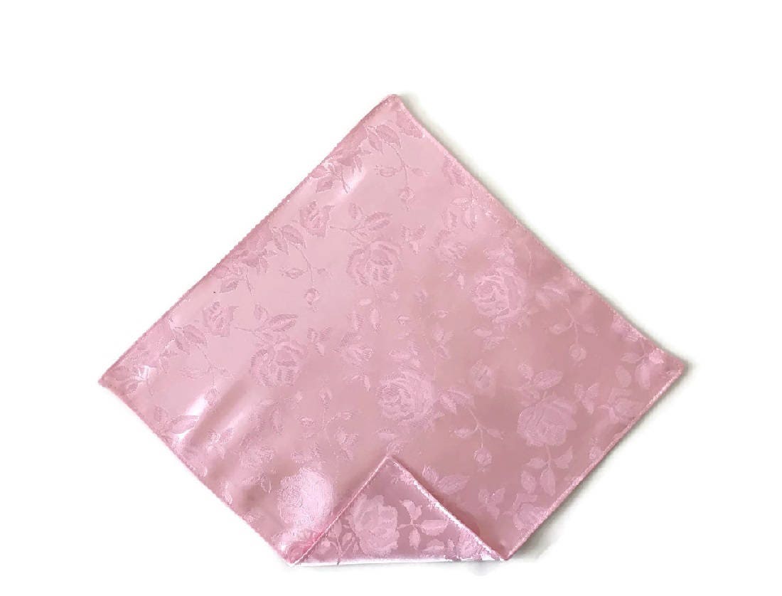 Handkerchief Pocket Square Pink Rose Satin Jacquard Adult Men's to
