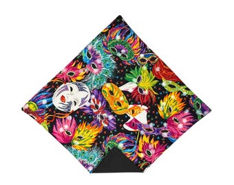 Mardi Gras Pocket Square – Masquerade Mask Cotton Handkerchief, USA Made