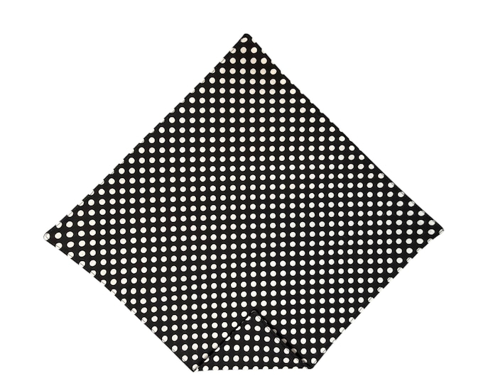 Handkerchief Pocket Square - Black & White Polka Dot - Adult Men's Sizing - Handcrafted in the USA