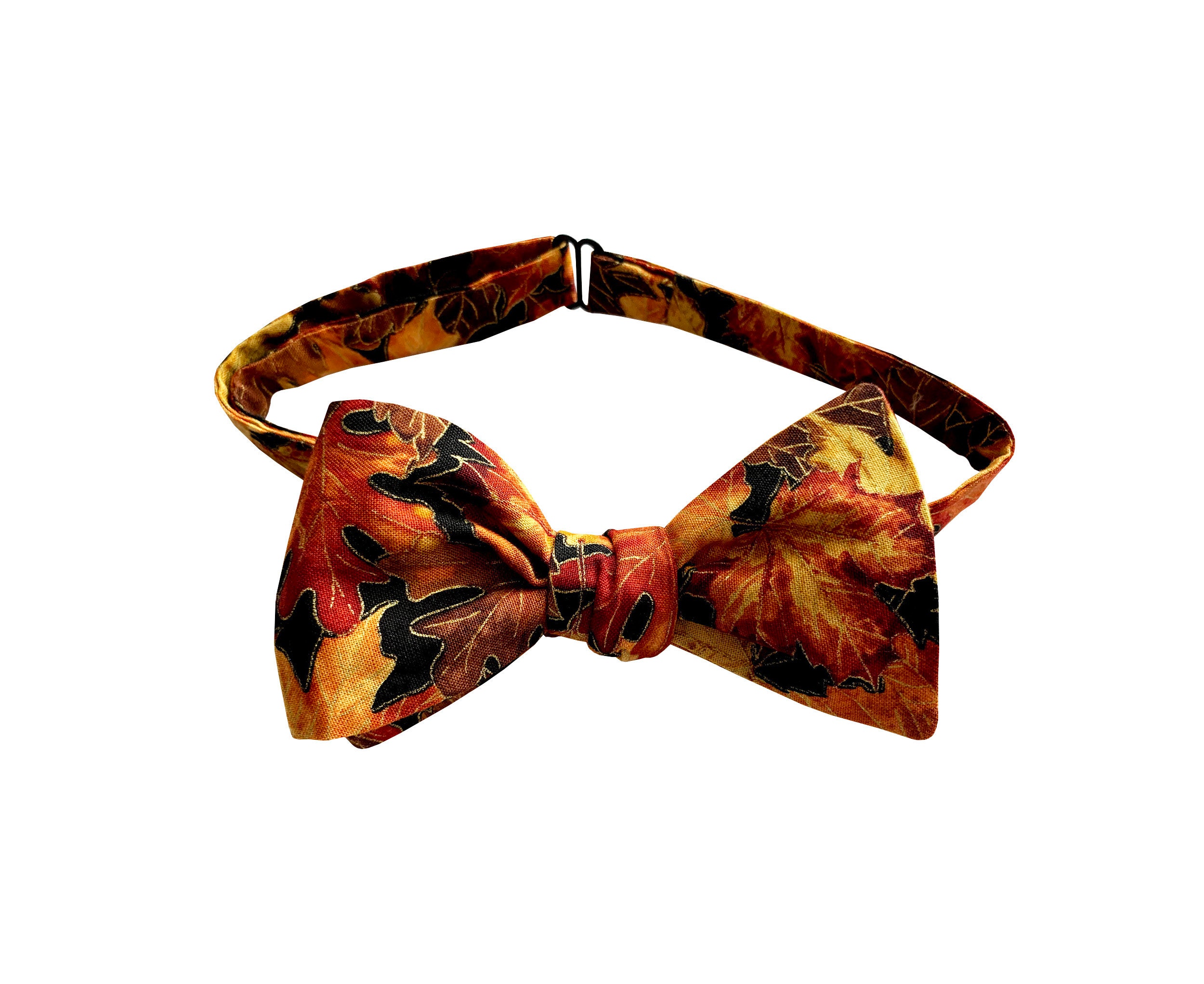 Handmade Self-tie Bow Tie - Golden Autumn Harvest Leaves - Cotton Bow ...