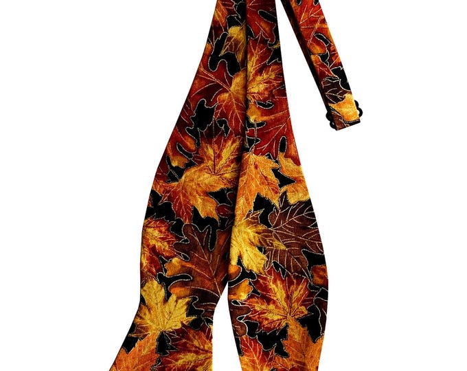 Golden Autumn Leaves Bow Tie: Handmade Cotton Self-Tie