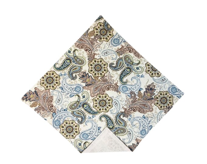 Wedding Prom Pocket Square - Vintage Paisley Handerkerchief - Mens Sizing - Handcrafted in the USA