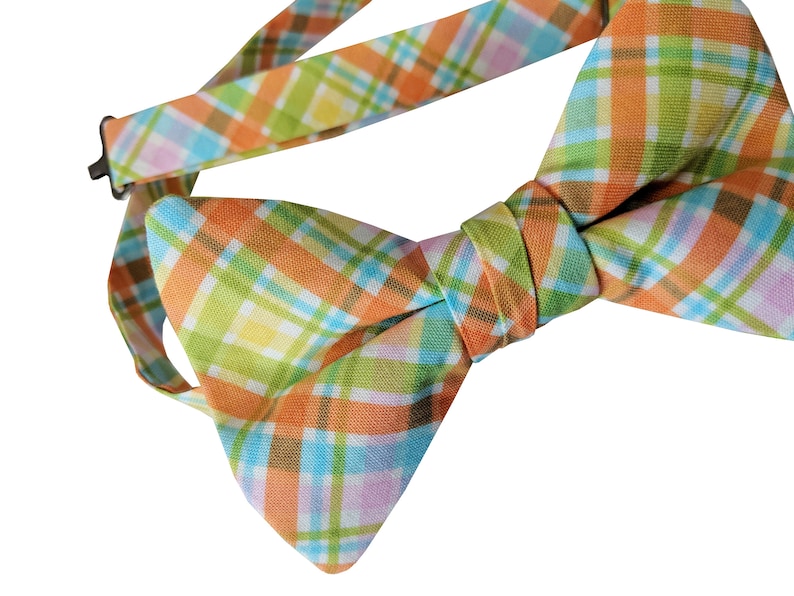 Spring Plaid Colorful Easter Holiday Celebration Adult Men/'s to Baby Sizing Pre-tied Bow Tie Crafted in the USA