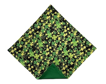 St. Patrick's  Pocket Square - Green Shamrocks - Adult Men's Sizing - Cotton Handkerchief - Handcrafted in the USA