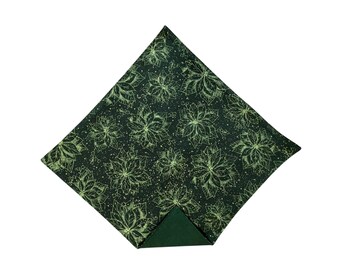 Holiday Pocket Square - Green Poinsettias with Gold Metallic  - Adult Men's Sizing - Handcrafted in the USA