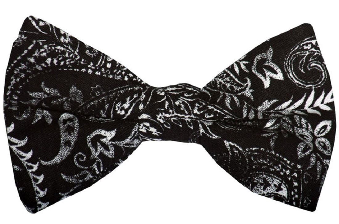 Handmade Pre-Tied Bow Tie Black and White Paisley Design | Etsy