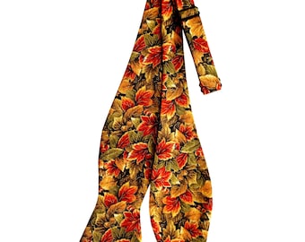 Autumn Leaves Self-Tie Bow Tie: Golden Orange Cotton, Handmade in USA