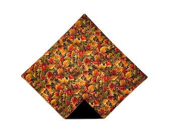 Autumn Leaves Pocket Square: Gold Metallic Accents, Handcrafted Cotton