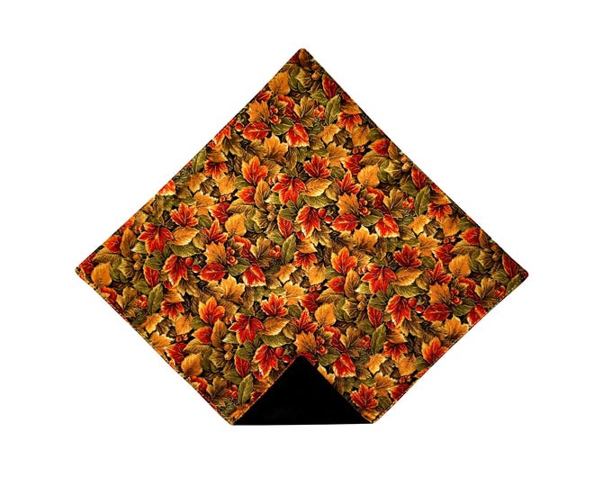 Handkerchief Pocket Square – Autumn Leaves with Gold Metallic Accents – Men’s Accessory – Fall Wedding Pocket Square – Handcrafted in USA