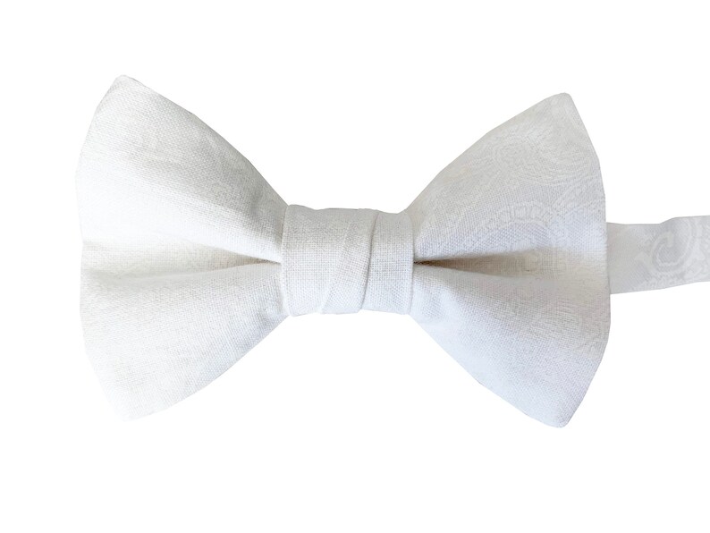 Boy's Bow Tie White on White Paisley Cotton for - Etsy