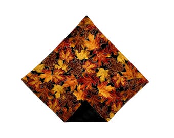 Golden Autumn Leaves Pocket Square: Reversible Cotton Handkerchief, Handcrafted in USA