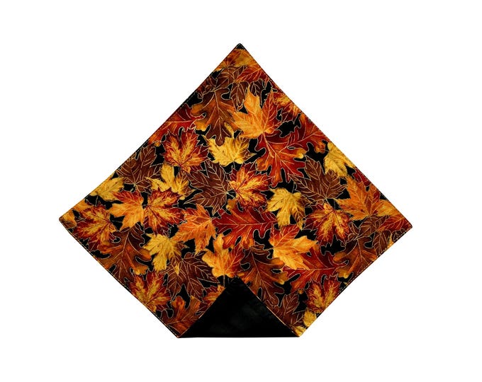 Handkerchief Pocket Square - Golden Autumn Harvest Leaves - Reversible Men’s Accessory - Fall Wedding Pocket Square - Handcrafted in USA