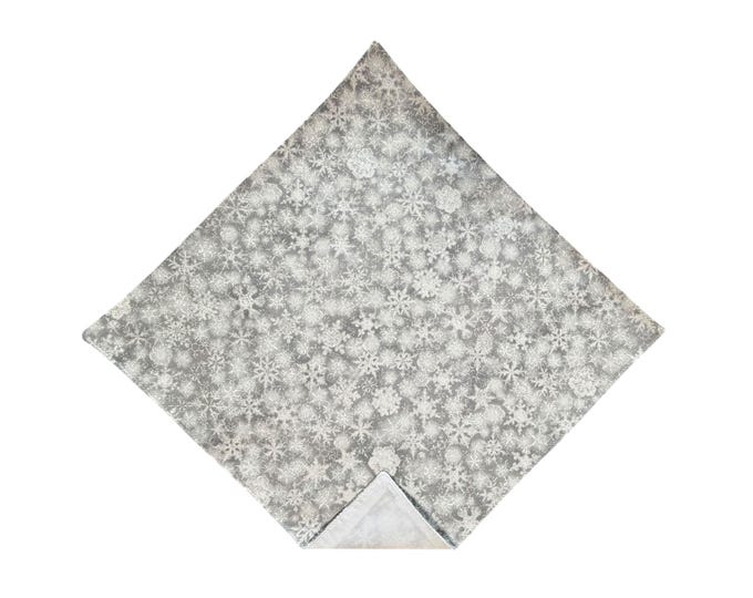 Holiday Pocket Square - Silver Grey Snowflakes - Adult Men's Sizing - Handcrafted in the USA