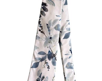 Handmade Self-tie Necktie - Vintage Dusty Blue Watercolor Floral Medley - Adult Men's Sizing - Crafted in the USA