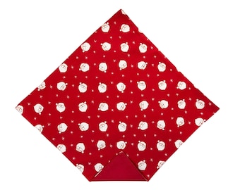 Holiday Pocket Square - Red Santa Claus Handkerchief- Adult Men's Sizing - Handcrafted in the USA