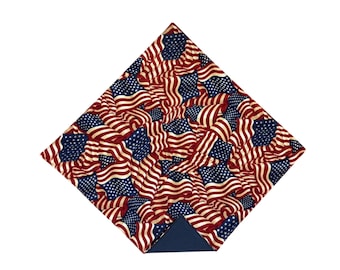 Handkerchief Pocket Square - American Flag Celebration - Adult Men's Sizing - Handcrafted in the USA