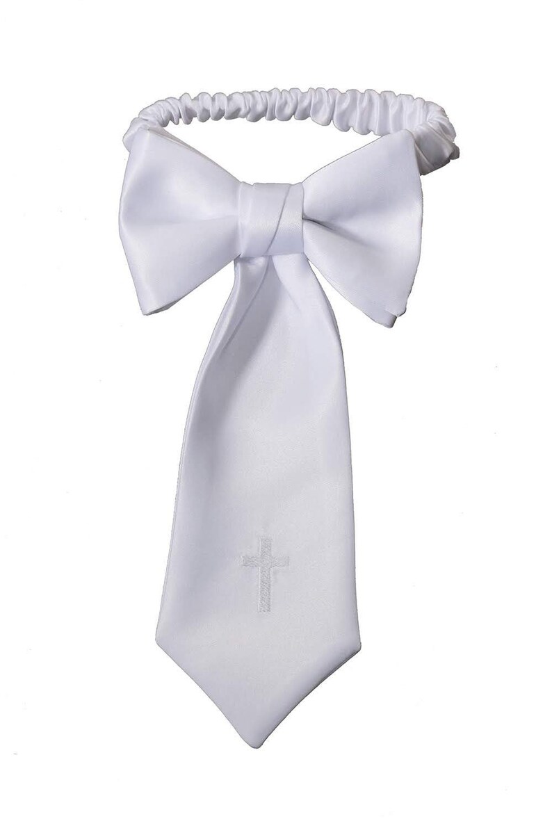 Boy's Communion Armband White Satin With Embroidered Religious Cross