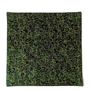 Handkerchief Pocket Square Green with Gold Metallic Swirls 100% Premium Cotton Adult Men's Sizing Handcrafted in the USA image 2