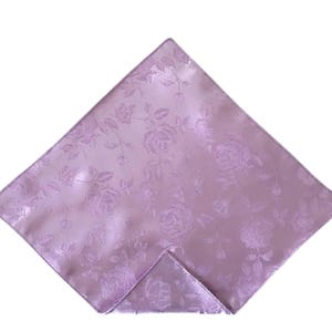 Pocket Square - Lavender Rose Satin Jacquard Wedding Handkerchief - Adult Men&#39;s Sizing - Handcrafted in the USA