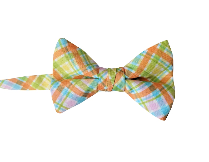 Spring Plaid Colorful Easter Holiday Celebration Adult Men/'s to Baby Sizing Pre-tied Bow Tie Crafted in the USA
