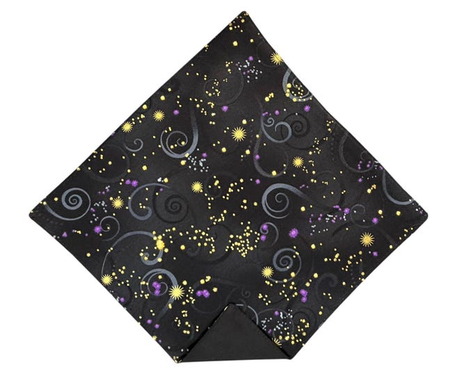 Pocket Square - Black & Gold - Prom Wedding Handkerchief - Adult Mens Sizing - Handcrafted in the USA