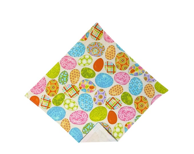 Handmade Pocket Square - Easter Holiday Multi-Colored Easter Egg Celebration Handkerchief - Adult Sizing