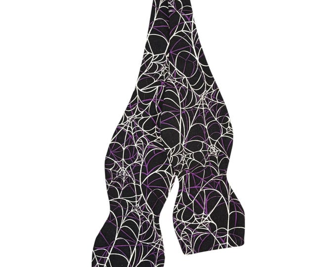 Spider Web Halloween Bow Tie: Handmade Cotton Self-Tie, Made in USA