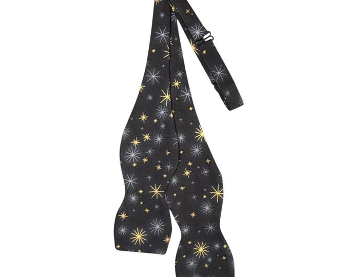 Self-tie Bow Tie - Black Stars -Prom Night - Adult Men's Sizing - Handcrafted in the USA