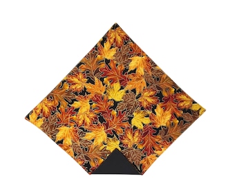 Golden Autumn Leaves Pocket Square: Reversible Cotton Handkerchief, Handcrafted in USA