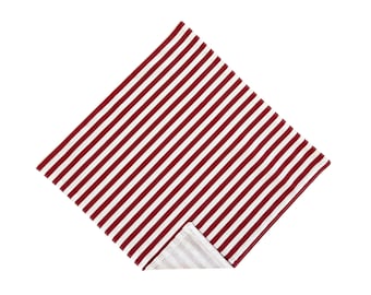 Holiday Pocket Square - Red & White Candy Cane Handkerchief - Adult Men's Sizing - Crafted in the USA