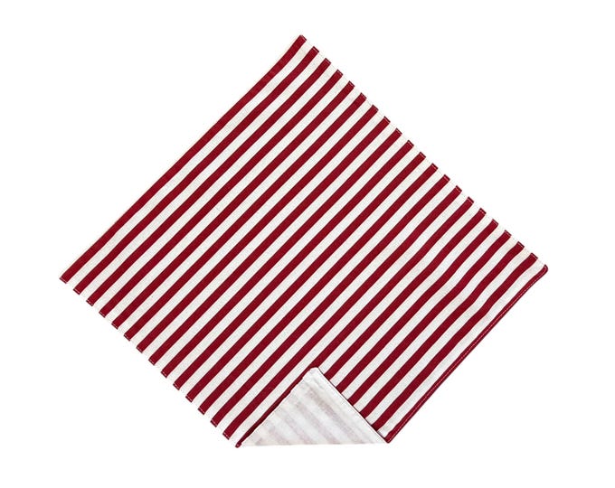 Holiday Pocket Square - Red & White Candy Cane Handkerchief - Adult Men's Sizing - Crafted in the USA