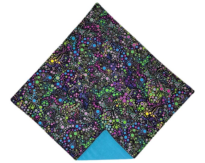 Mardi Gras Pocket Square - Multi Colored Dotted Cotton Handkerchief - Adult Sizing - Handcrafted in the USA