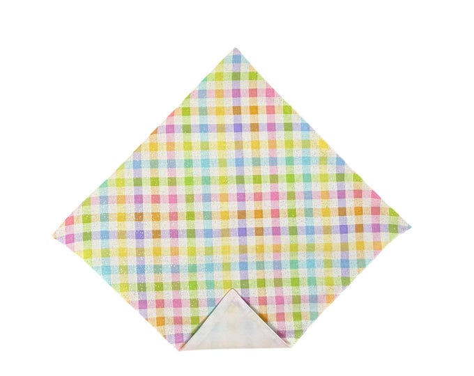 Spring Pocket Square - Easter Holiday Plaid - Cotton Handkerchief - Adult Men's Sizing - Handcrafted in the USA
