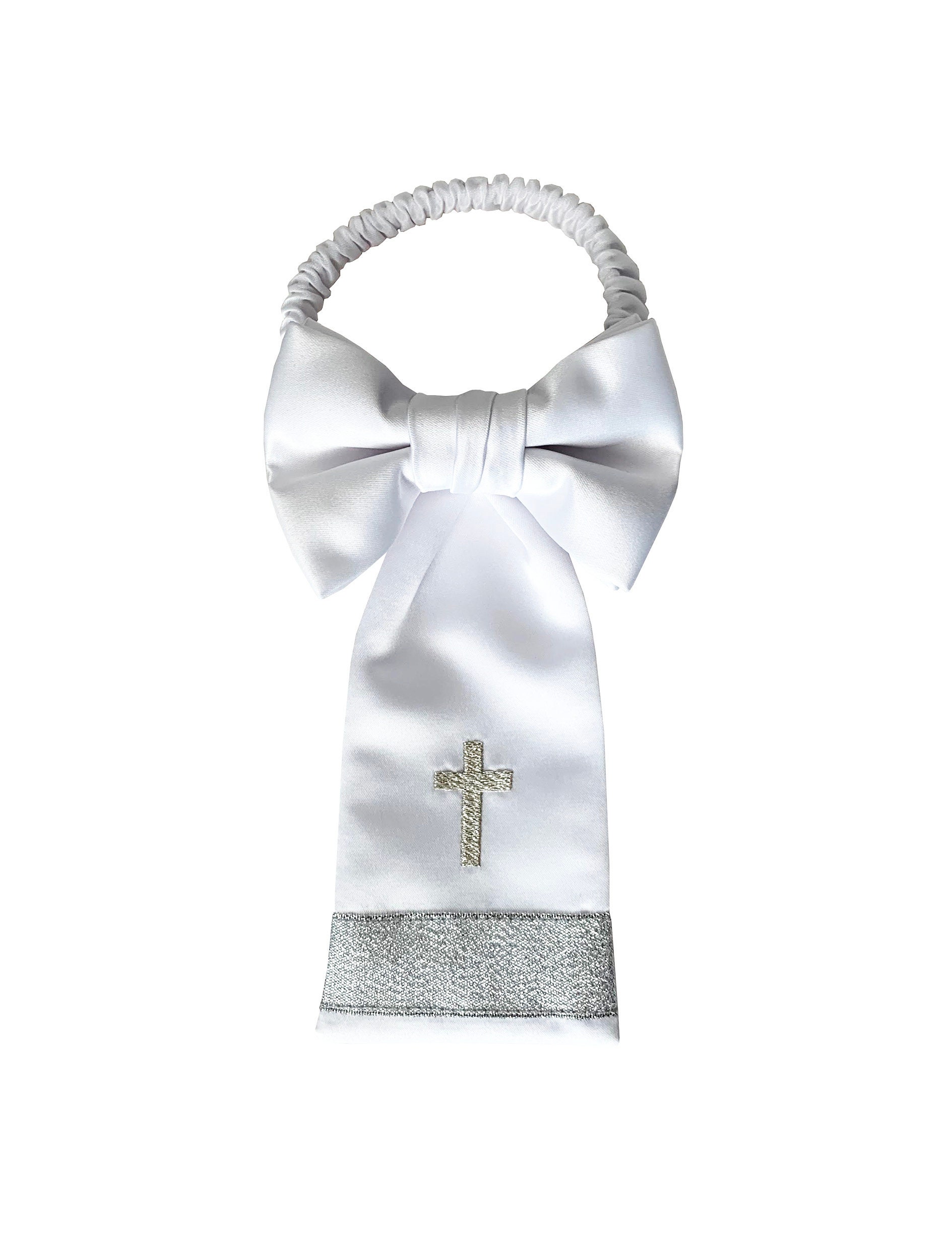 Boy's Communion Armband White Satin with Colored Embroidered