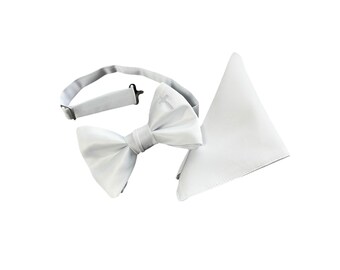Embroidered Cross Bow Tie Set – White Satin, First Communion