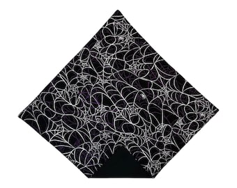 Halloween Spider Web Pocket Square: Reversible Cotton Handkerchief, Handcrafted in USA