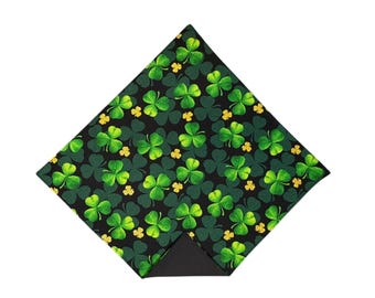 Shamrock Pocket Square - Green Saint Patrick - Cotton Handkerchief - Adult Men's Sizing - Handcrafted in the USA