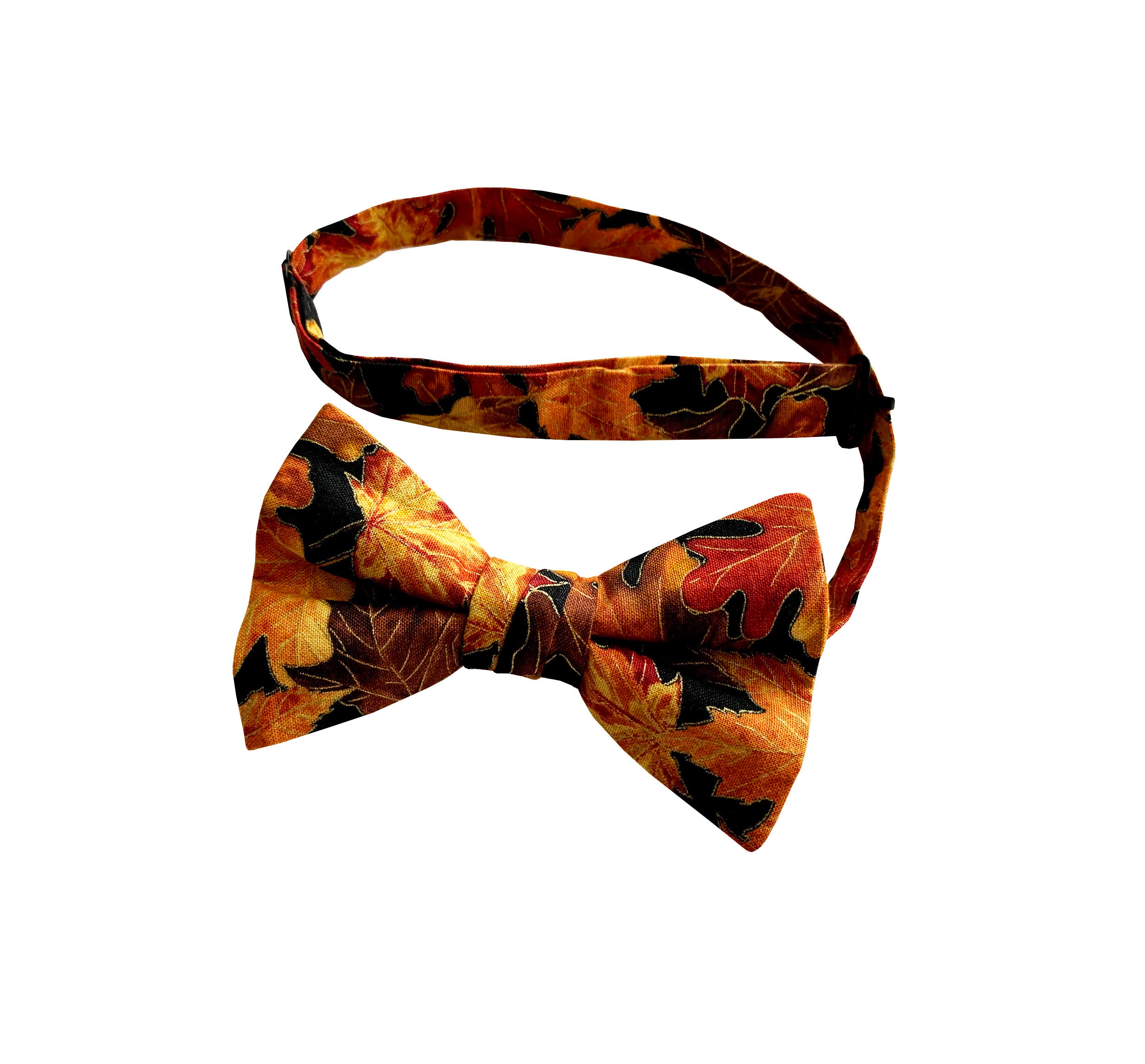 Handmade Pre-tied Bow Tie - Golden Autumn Leaves Design - Cotton Bow ...