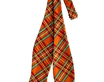 Harvest Orange Plaid Bow Tie: Handmade Cotton Self-Tie, USA Made
