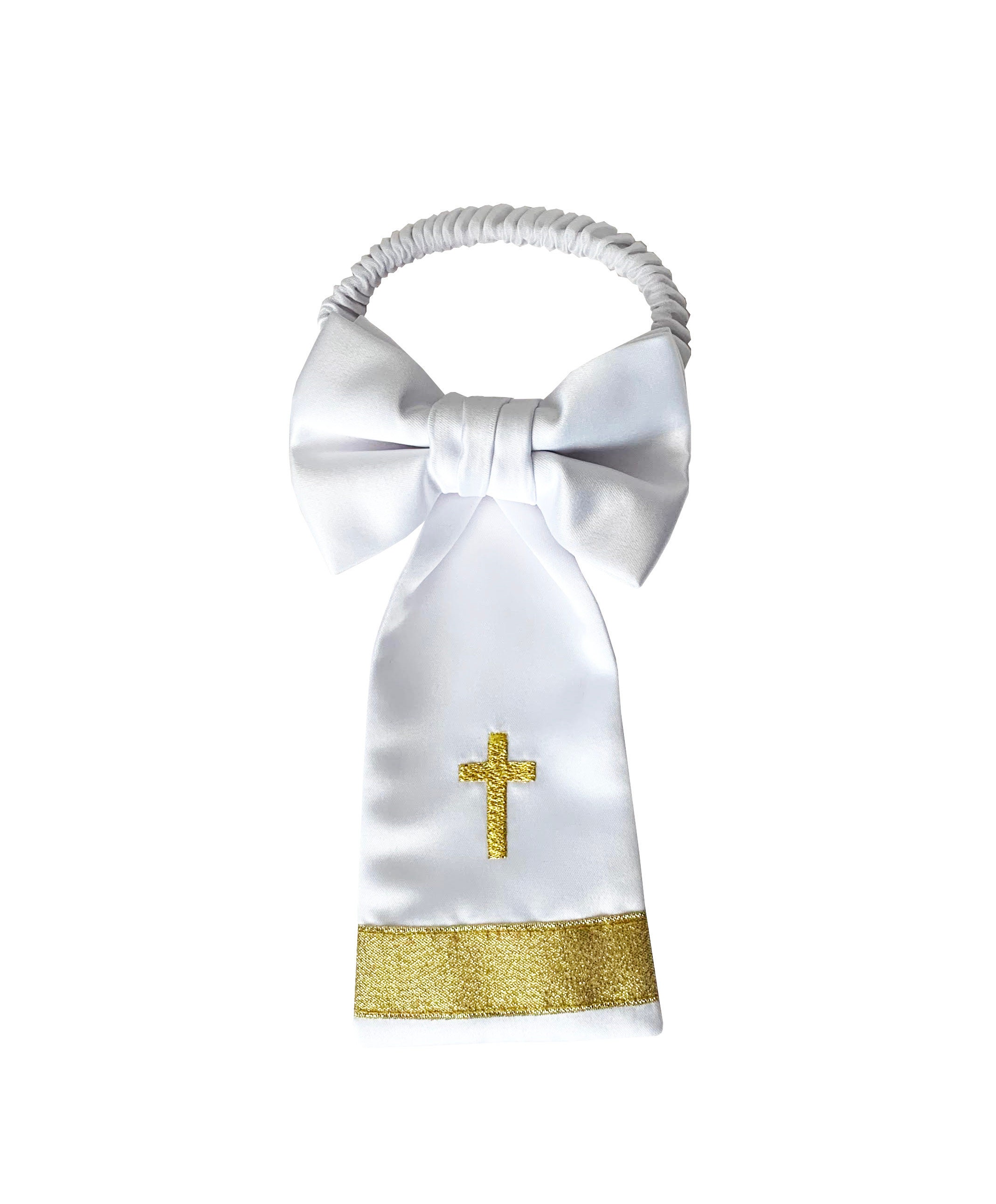 Boy's Communion Armband White Satin with Colored Embroidered