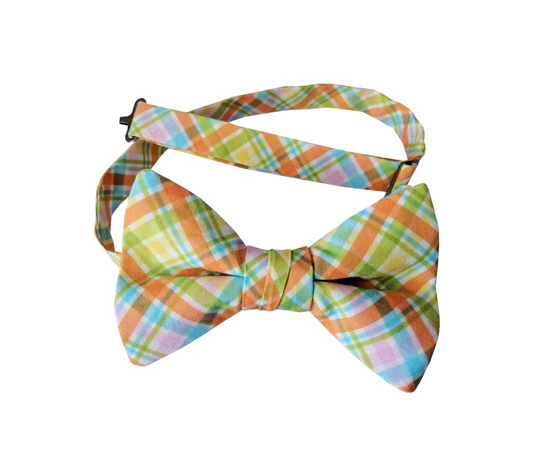 Spring Plaid Colorful Easter Holiday Celebration Adult Men/'s to Baby Sizing Pre-tied Bow Tie Crafted in the USA
