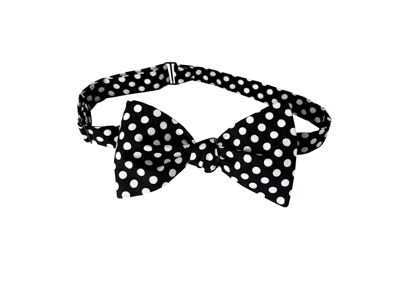 Handmade Selftie Bow Tie Black With White Polka Dot Design Etsy