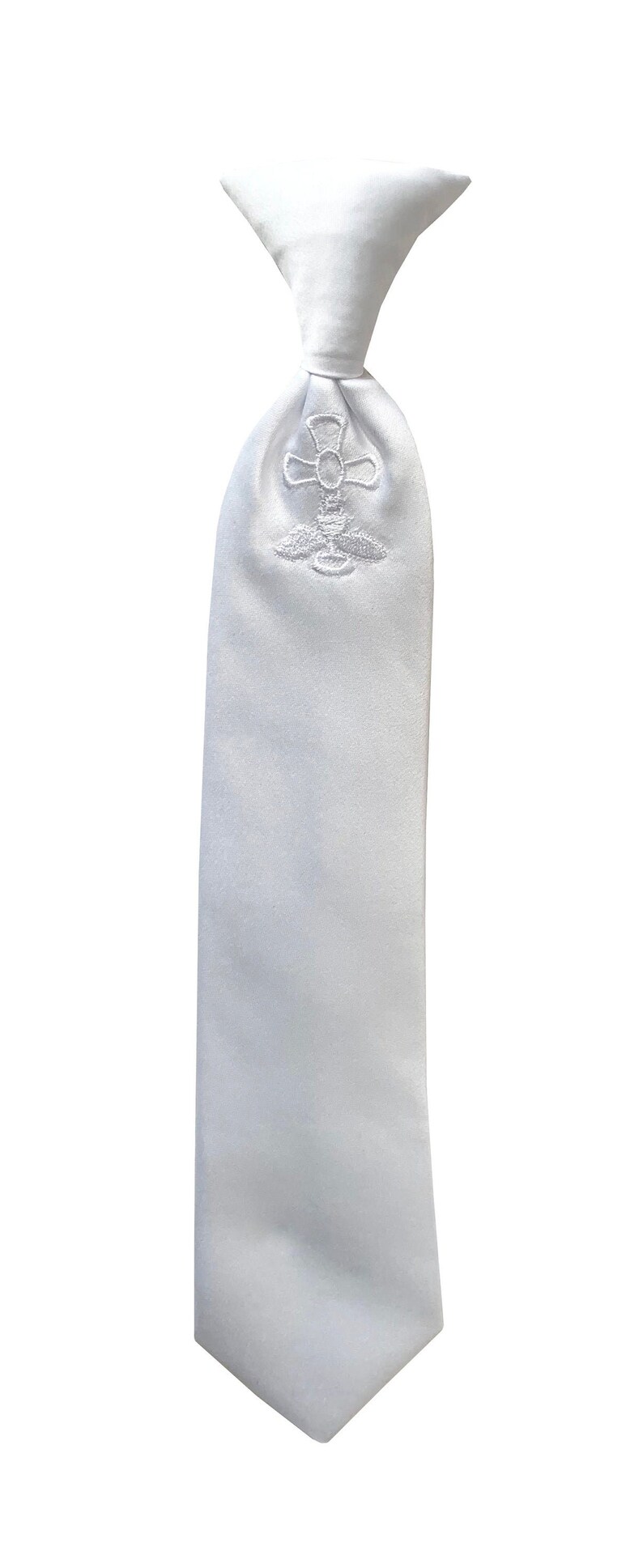 Boys Clipon Dress/neck Tie White Embroidered Communion Etsy
