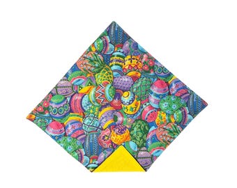 Handmade Pocket Square - Easter Holiday -Spring - Cotton Handkerchief - Adult Sizing - Handcrafted in the USA