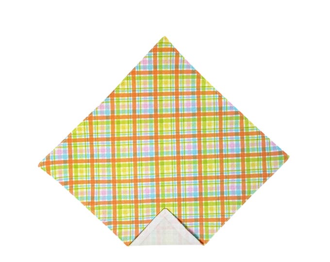 Handmade Handkerchief - Easter Holiday Trendy Colored Plaid Celebration Pocket Square - Adult Sizing