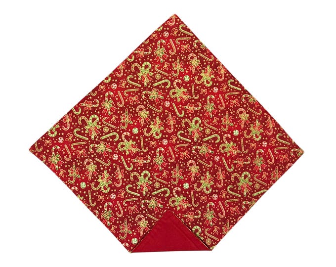 Holiday Pocket Square - Red Christmas Candy Canes - Adult Men's Sizing - Handcrafted in the USA