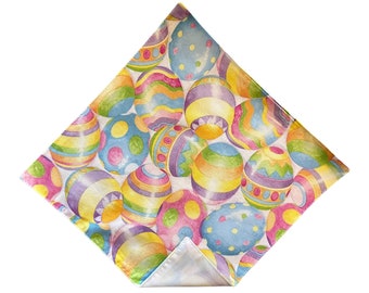 Handmade Pocket Square - Easter Holiday Multi-Colored Easter Egg Celebration Handkerchief - Adult Sizing