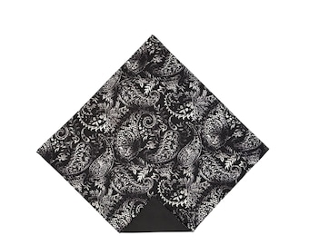 Men's Pocket Square - Teal & Brown Paisley - Wedding Prom - Adult Men's Sizing - Handcrafted in the USA